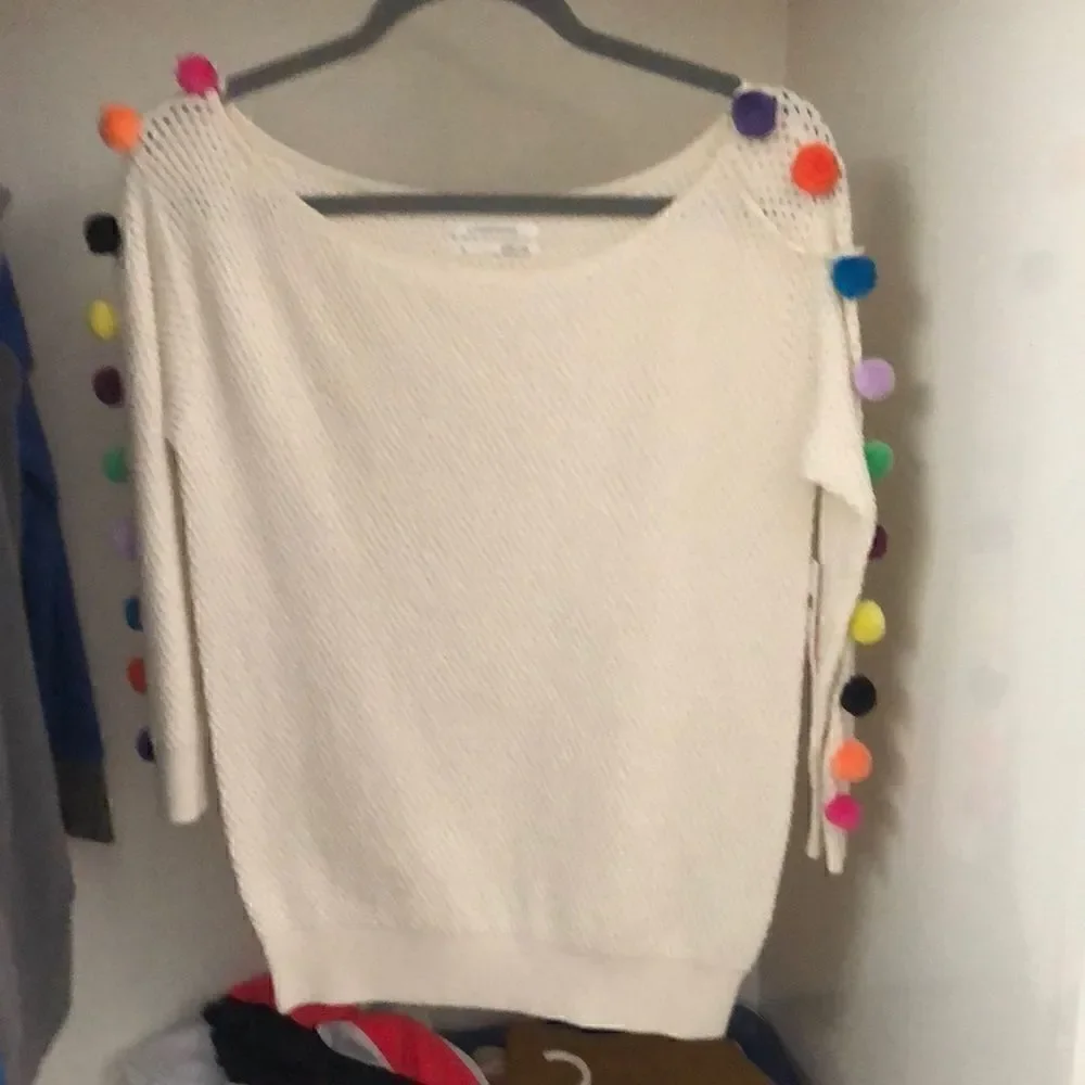 Anthropologie pom pom rainbow sweater NWT XS